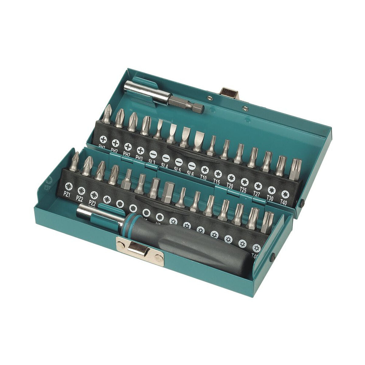 Juego de puntas y destornillador Wolfcraft 1388000 | Set universal de 32 piezas de metal para bricolaje-0