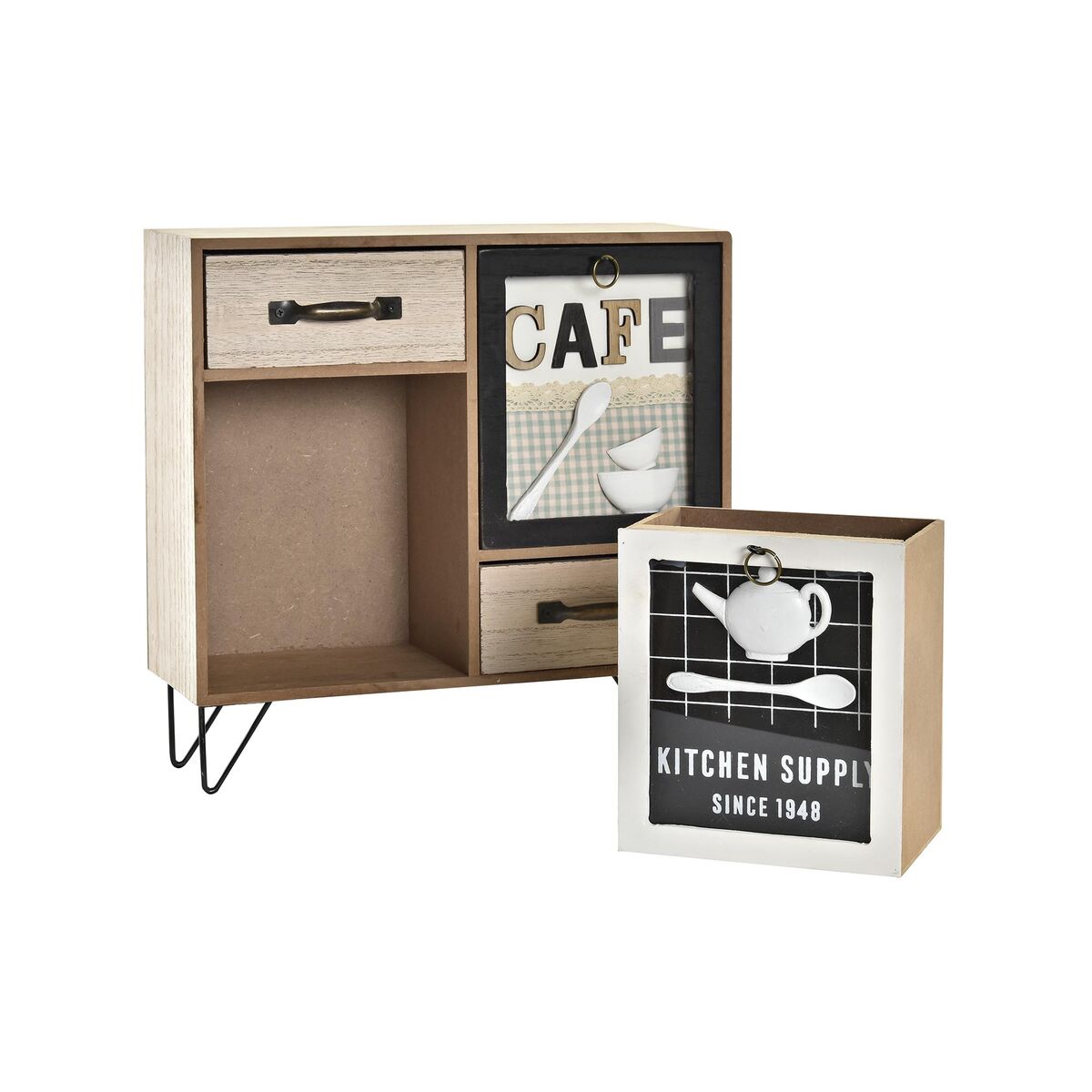 Mueble de cocina DKD Home Decor en tonos marrón, negro y verde (30 x 10 x 29 cm)-1