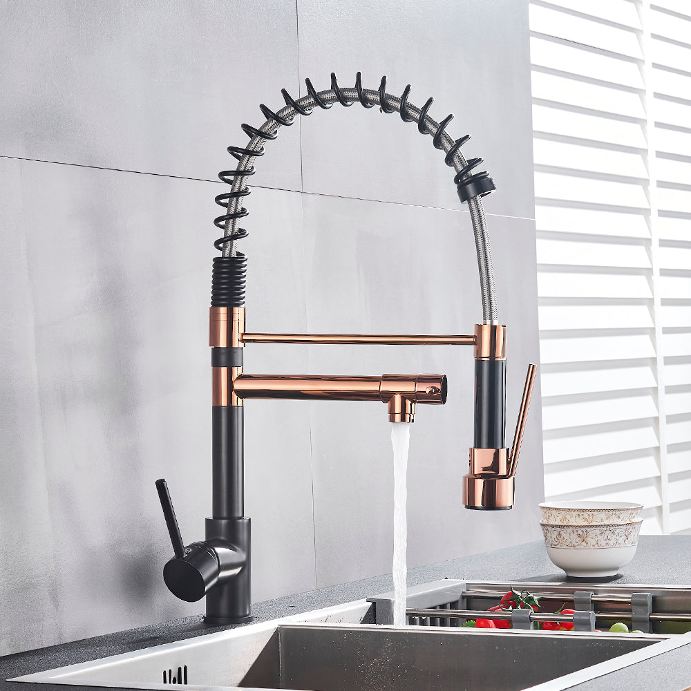 Grifo de cocina extraíble | Mezclador extensible de acero inoxidable con rociador retráctil-1