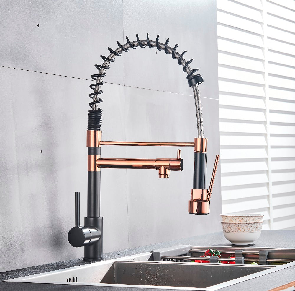 Grifo de cocina extraíble | Mezclador extensible de acero inoxidable con rociador retráctil-3