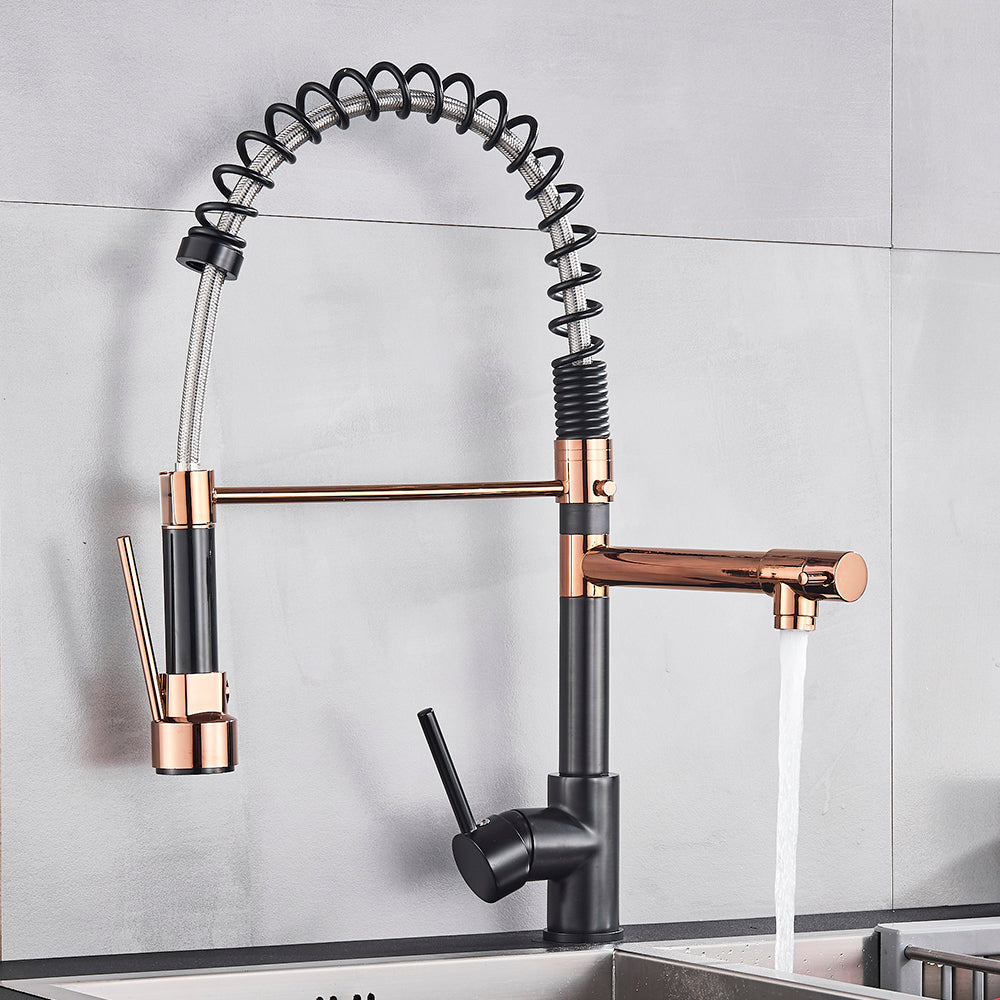 Grifo de cocina extraíble | Mezclador extensible de acero inoxidable con rociador retráctil-4