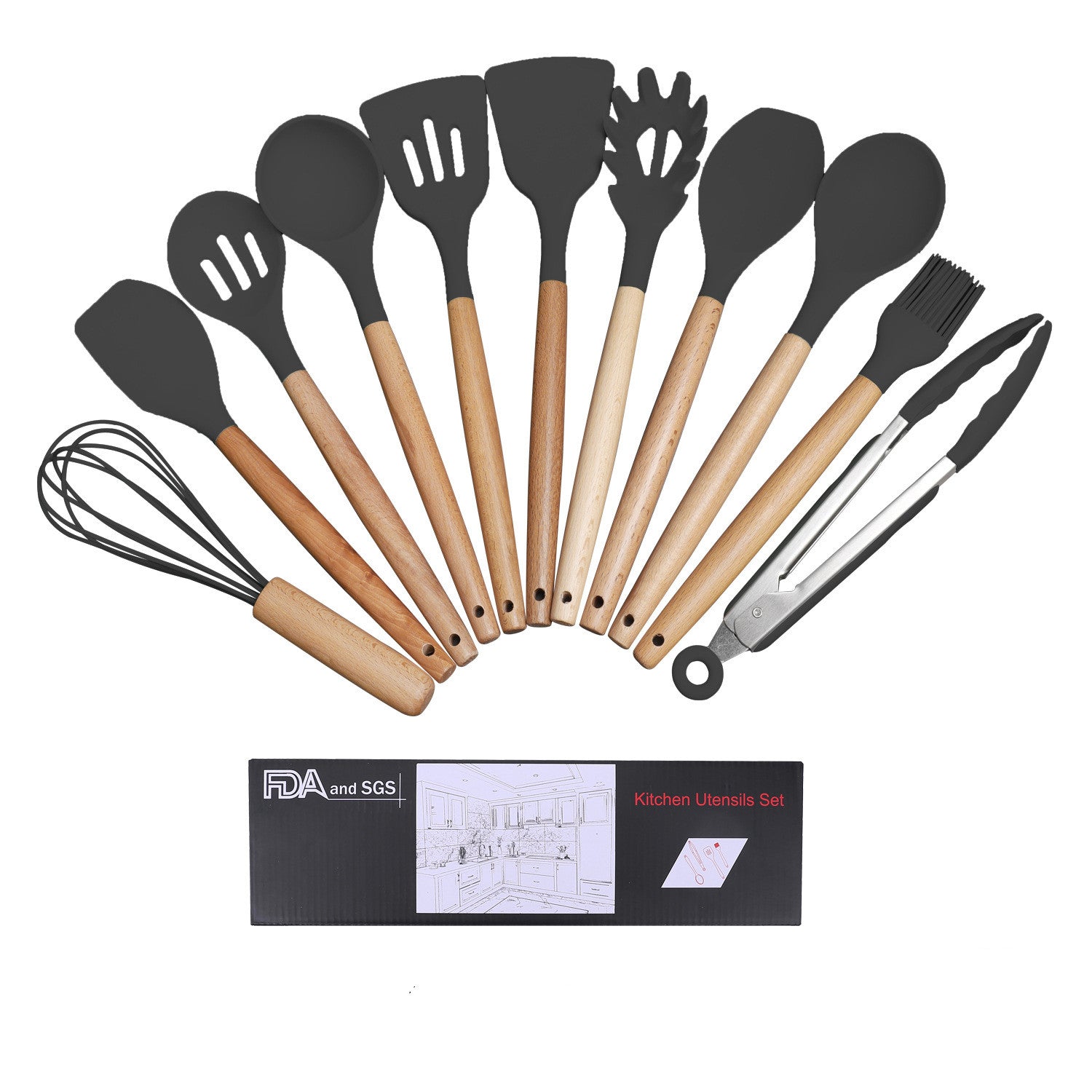 Set de utensilios de cocina de silicona | Antiadherente, resistente al calor y fácil de limpiar-1