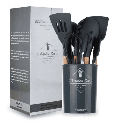 Set de utensilios de cocina de silicona | Antiadherente, resistente al calor y fácil de limpiar-15