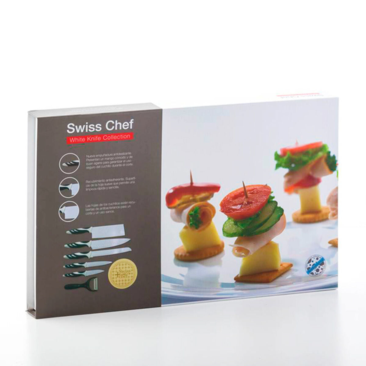 Set de cuchillos de cocina Bravissima Kitchen Swiss Chef 6 piezas | Cuchillos profesionales de acero inoxidable-1