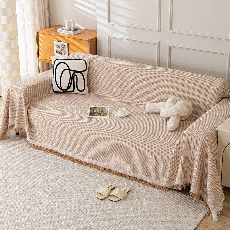 NNEDSZ 180*260CM Light Brown Premium Polyester Sofa Throw Blanket, Multi-Seasonal Use, Sofa Protector-0