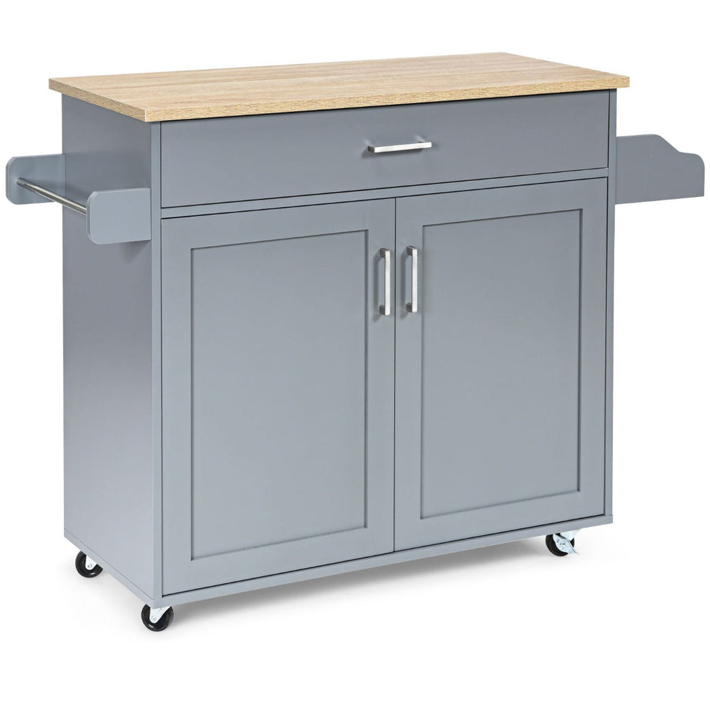 Carrito isla de cocina NNECW gris | Mueble auxiliar con ruedas bloqueables y gran capacidad de almacenamiento-1