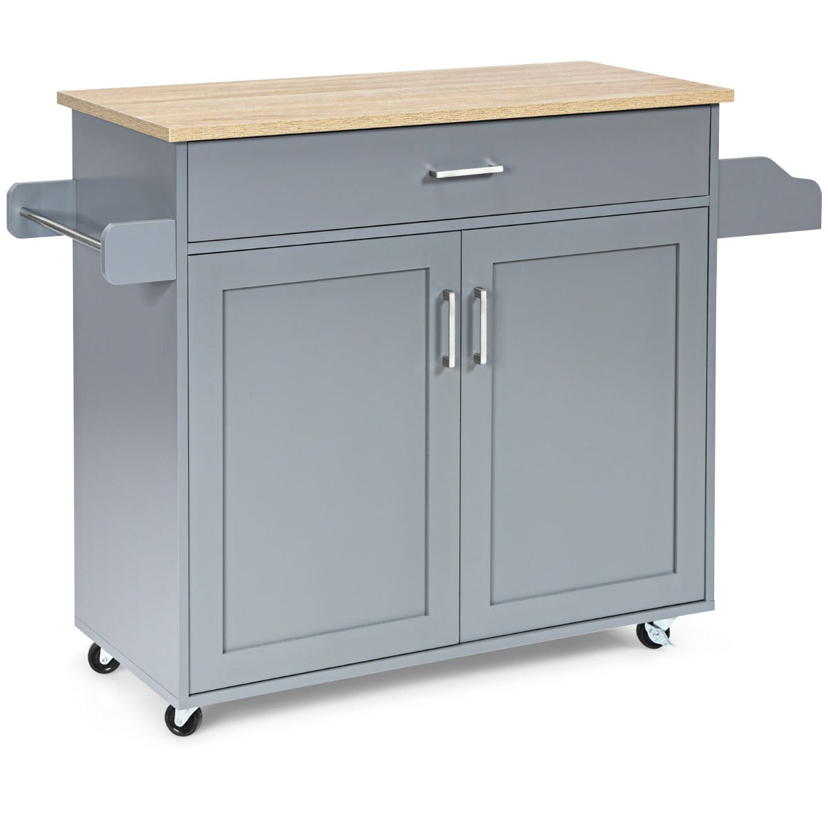 Carrito isla de cocina NNECW gris | Mueble auxiliar con ruedas bloqueables y gran capacidad de almacenamiento-1