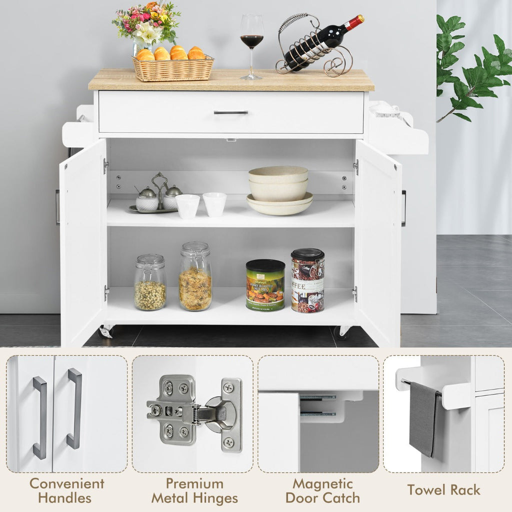Isla de cocina portátil con ruedas bloqueables NNECW | Mueble auxiliar de cocina con almacenamiento y fácil movilidad-2
