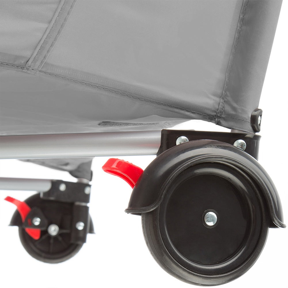 Cuna de viaje con cambiador y arco de juegos gris | Cuna portátil para bebé con diseño seguro y funcional-3